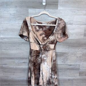 Urban Outfitters Tie Dye Twist-Front Romper Brown Tan M